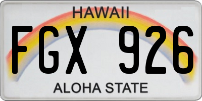 HI license plate FGX926