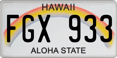 HI license plate FGX933