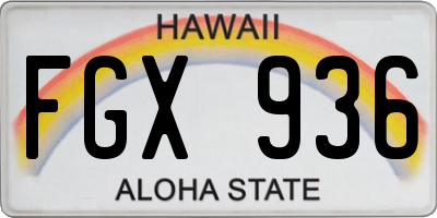 HI license plate FGX936
