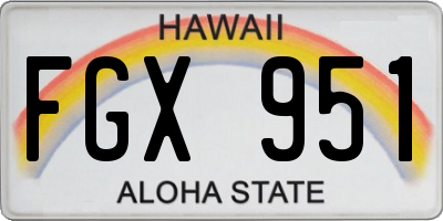 HI license plate FGX951