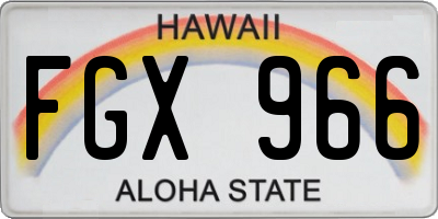 HI license plate FGX966