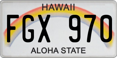 HI license plate FGX970