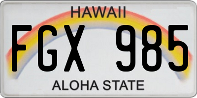 HI license plate FGX985