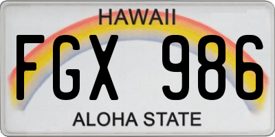 HI license plate FGX986