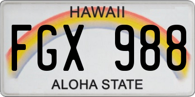 HI license plate FGX988