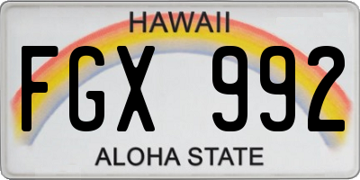 HI license plate FGX992