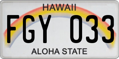 HI license plate FGY033