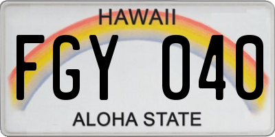 HI license plate FGY040