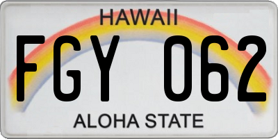 HI license plate FGY062