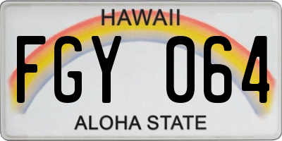 HI license plate FGY064