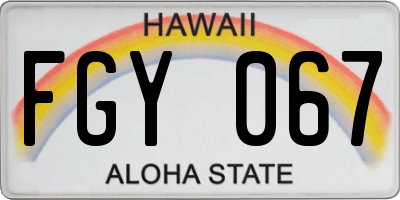 HI license plate FGY067