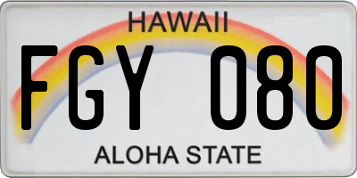 HI license plate FGY080