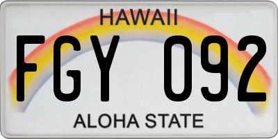 HI license plate FGY092