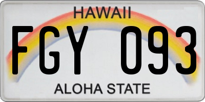 HI license plate FGY093