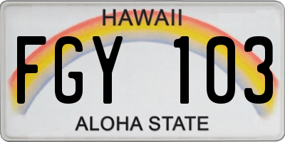 HI license plate FGY103