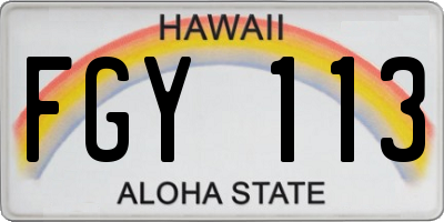 HI license plate FGY113