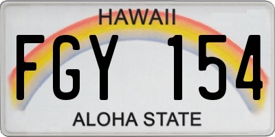 HI license plate FGY154