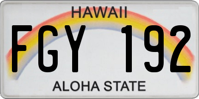 HI license plate FGY192