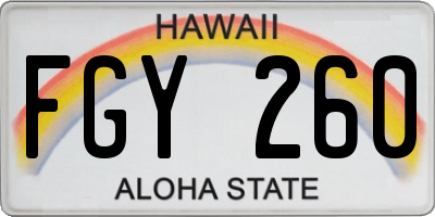 HI license plate FGY260