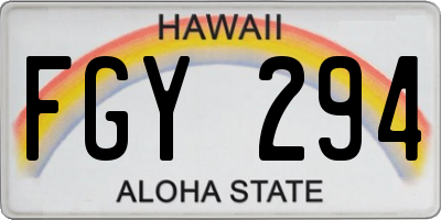 HI license plate FGY294