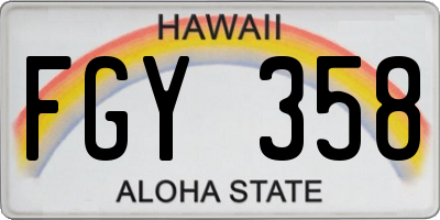 HI license plate FGY358