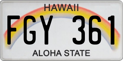 HI license plate FGY361