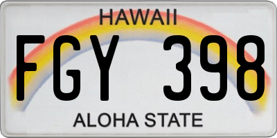 HI license plate FGY398