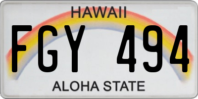 HI license plate FGY494