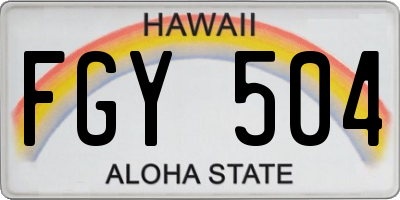 HI license plate FGY504