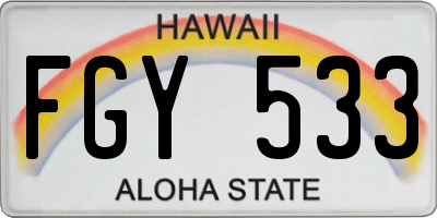 HI license plate FGY533