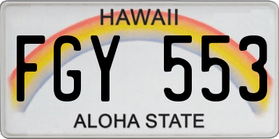 HI license plate FGY553