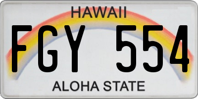 HI license plate FGY554