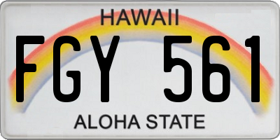 HI license plate FGY561