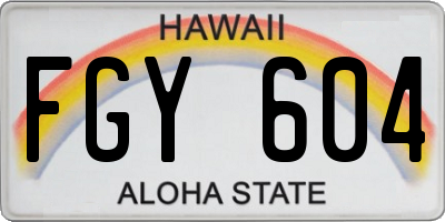 HI license plate FGY604
