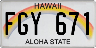 HI license plate FGY671