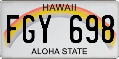HI license plate FGY698