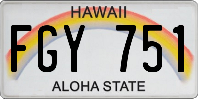 HI license plate FGY751