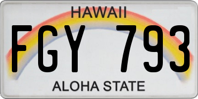 HI license plate FGY793