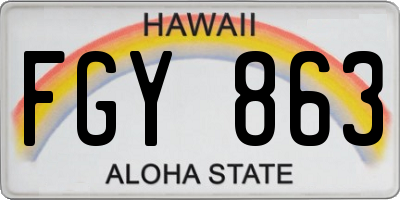HI license plate FGY863