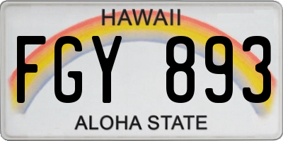 HI license plate FGY893