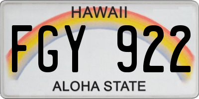 HI license plate FGY922