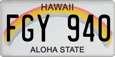 HI license plate FGY940