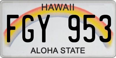 HI license plate FGY953