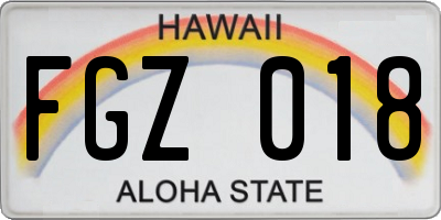 HI license plate FGZ018