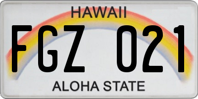 HI license plate FGZ021