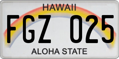 HI license plate FGZ025