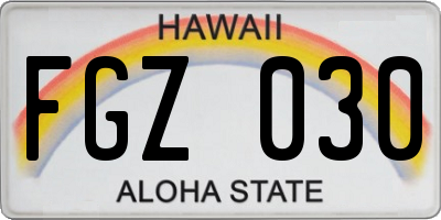 HI license plate FGZ030