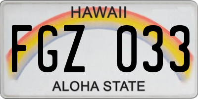 HI license plate FGZ033
