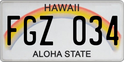 HI license plate FGZ034