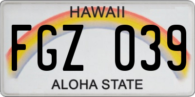 HI license plate FGZ039